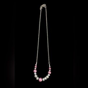 Elegant Pink and Silver Beaded Necklace